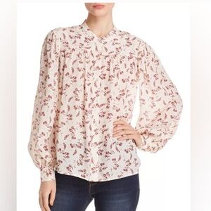 NWT FRAME Voluminous Blou-son-Sleeve Floral Silk
Blend Blouse | Women's Size S